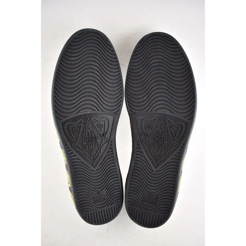 Gucci Mens Black New Ace Guccy Leather Gold Flat Low Top Lace Sneaker G 10 11 - Picture 12 of 12